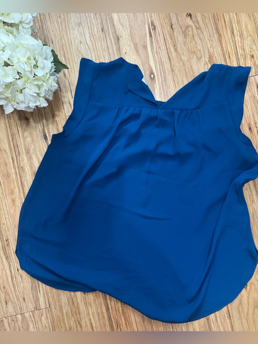 LOFT Sleeveless Ruffle Top - Blue - Picture 5 of 5